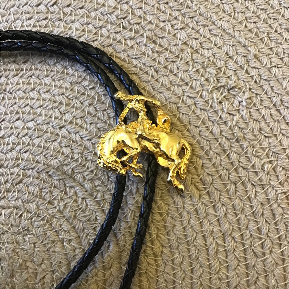 Vintage rodeo bronco rider bolo tie